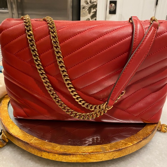 Kira Chevron Convertible Shoulder Bag Red - Picture 6 of 7